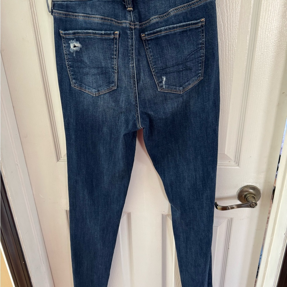 American Eagle Outfitters Skinny Distressed Blue Jeans 8 extra long - Picture 2 of 6